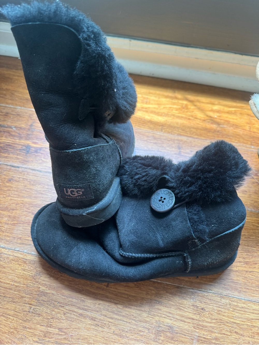 UGG Black Suede Button Boots